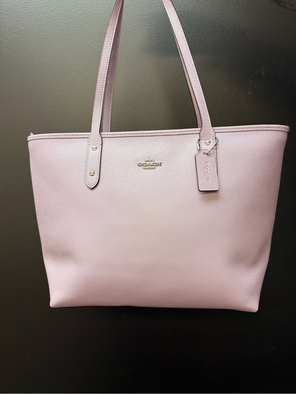 Coach Light Pink Leather Tote with Gold Accent